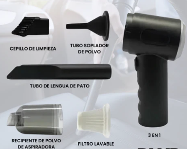 Mini aspirador inalámbrico portátil 3 en 1. Carga mediante USB