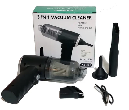 Mini aspirador inalámbrico portátil 3 en 1. Carga mediante USB